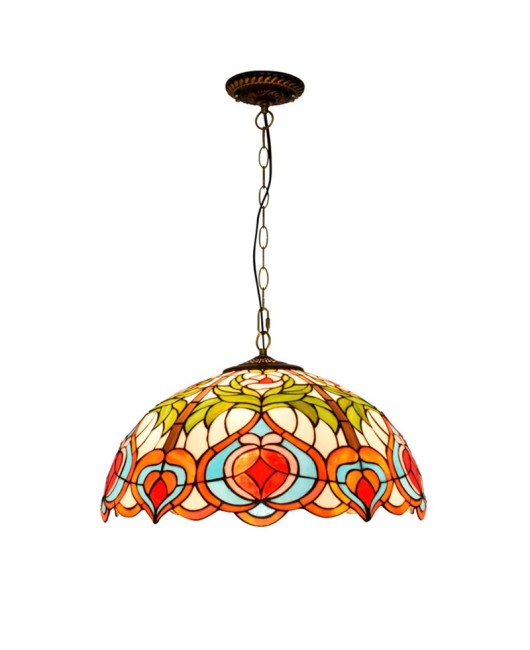 50cm American countryside red festive peach retro European Tiffany colored glass restaurant bedroom pendant light