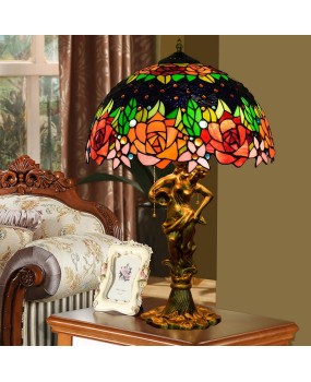 40CM Europa Tiffany Black Rose Art Colored Glass Hotel Bar Living Room Dining Room Bedroom Desk Lamp