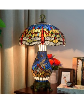 Europa Tiffany Nordic Creative Mediterranean Colored Glass Living Room Dining Room Bedroom Bar Dragonfly Mother Desk Lamp