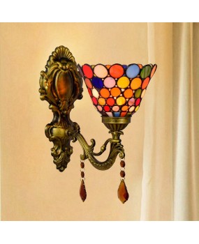 Bohemian Europa Tiffany Colored Glass Headlights Rural Crystal Bedhead Wall Lights Corridor Balcony Wall Lights