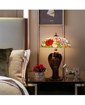 Europa Tiffany Countryside Morning Glory Creative Angel Decoration Large Desk Lamp Retro Hotel Bar Lobby Lighting