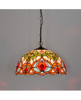40CM rural retro pastoral fairy peach, European style Tiffany colored glass living room, dining room, bedroom, bar, pendant light