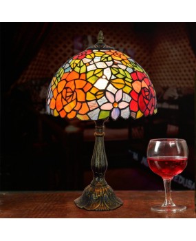 Europa Tiffany Country Rose Bar Hotel Bedroom Bedhead Desk Lamp American Europa Art Glass Lighting