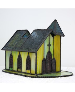 Europa Tiffany Vintage Small House Art Bedroom Bedhead Nightlight Feeding Bar Light Church Glass Desk Lamp