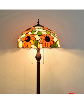 40CM European style Tiffany restaurant floor lamp, bar style countryside classic sunflower retro glass lamp