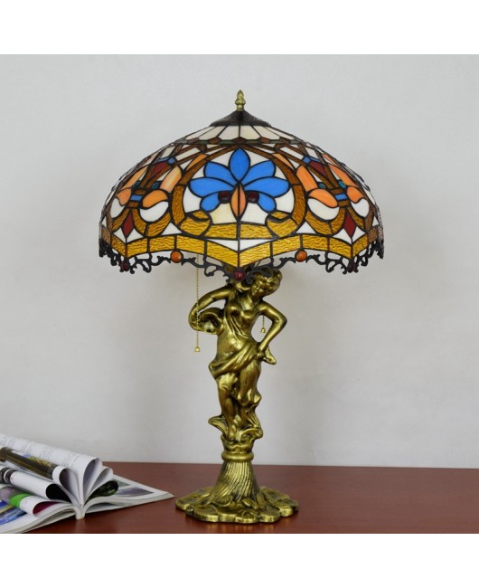40CM Retro Love Beads, Tiffany Colored Glass Living Room, Dining Room, Bedroom Desk Lamp, Beauty Base