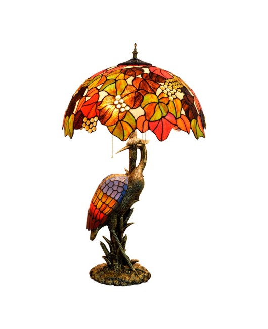 Europa Tiffany Vintage Colored Glass Guest Restaurant Hotel Decoration Large Desk Lamp Celebrating Grape Crane Art Lamp