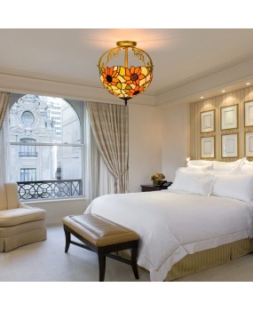 30CM Europa Tiffany Sunflower Colored Glass Dining Bedroom Corridor Bathroom Glass Half Hanging Ceiling Light