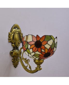Europa Tiffany Colored Glass Retro Mirror Front Light Field Bedhead Wall Light Corridor Sunflower Single Head Glass Wall Light