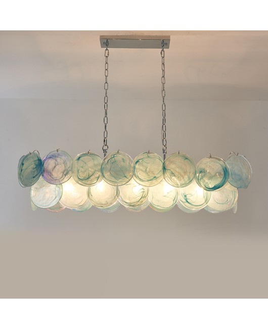 French luxury round glass chandelier, high-end bar counter restaurant designer's design, 2024 Italian new lighting fixtures
