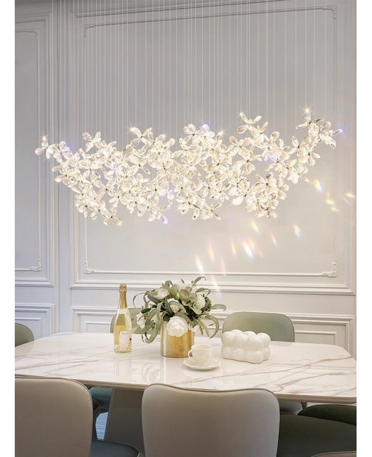 Crystal Flower Restaurant Pendant Light Luxury Italian Designer Advanced Stereoscopic Art Premium Bar Island Desk Lamp