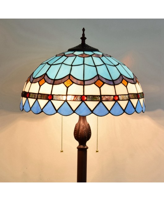 40CM Euro Tiffany Restaurant Floor Lamp Bar Mediterranean Colored Glass Study Bedroom Lamp