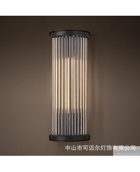 American style minimalist retro semi-circular glass rod corridor staircase bedroom living room personalized bedside wall lamp mirror headlight