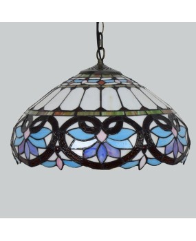 Europa Tiffany Colored Glass Restaurant Pendant Mediterranean Blue Love 40CM Glass Living Room Light Fixture