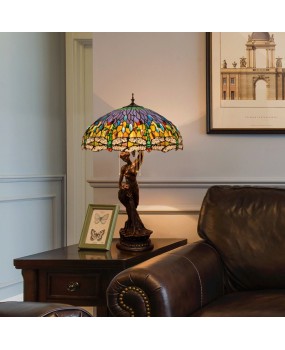 Europa Tiffany Countryside Decoration Colored Glass Living Room Dining Room Bedroom Large Decoration Dragonfly Beauty Desk Lamp