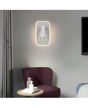Modern minimalist bedside LED wall lamp creative hotel living room background wall rotatable with switch USB reading spotlight