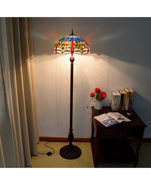 40CM Euro Tiffany Restaurant Floor Lamp Bar American Decorative Glass J Mediterranean Dragonfly Lamp