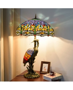 Europa Tiffany Retro Dragonfly Creative Colored Glass Guest Restaurant Hotel Decoration Crane Art Glass Desk Lamp