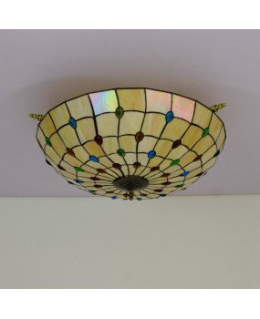 65CM European Tiffany Art Warm Color Colored Glass Guest Restaurant Bar Bedroom Colored Bead Semi Ceiling Light