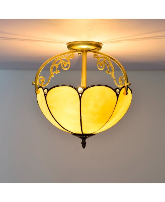 30CM Europa Tiffany Simple Mediterranean Colored Glass Restaurant Bedroom Corridor Glass Ceiling Light