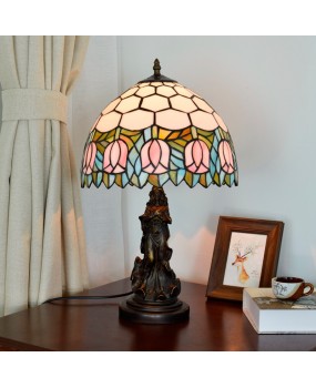 American Pink Curcuma Fragrant Restaurant Bedroom Bedhead Desk Lamp Bar Retro Euro Tiffany Colored Glass