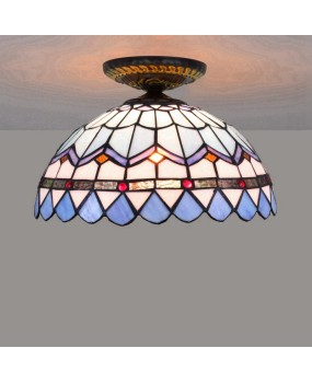 40CM Mediterranean Euro Tiffany Colored Glass Restaurant Bedroom Corridor Bathroom Glass Ceiling Light Fixture