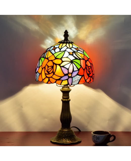 Europa Tiffany Country Rose Bar Hotel Bedroom Bedhead Desk Lamp American Europa Art Glass Lighting