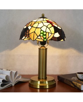 Ou Xiu Tiffany Colored Glass Retro Art Lamp Bedroom Study Desk Bedlight Dining Bar Desk Lamp Gift