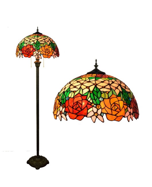 European Tiffany Glass Lamp American Colored Glass Handmade Welding Lamp Rural Style Rose Floor Light