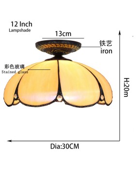 30CM minimalist warm color Euro Tiffany stained glass restaurant bedroom hallway bathroom ceiling light fixture