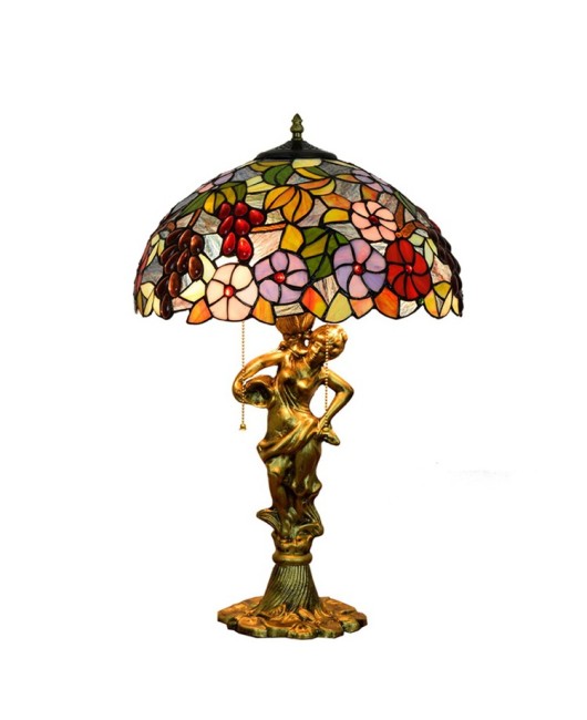 40CM European style Tiffany Art Grape Flower Living Room Lamp with European Decorative Colored Glass Vintage Countryside Lighting