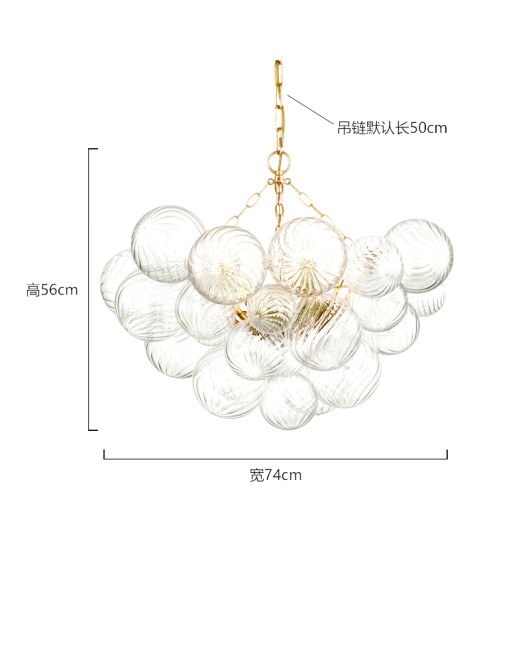 American style whirlpool glass bubble ball chandelier, vintage villa, living room, empty dining room, dressing room, master bedroom, French lamp