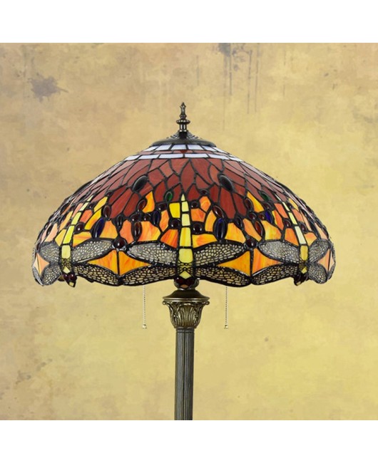 45CM Retro Red Joyful Eu Wan Tiffany Art Dragonfly Home Gift Lamp Hotel Living Room Floor Lamp