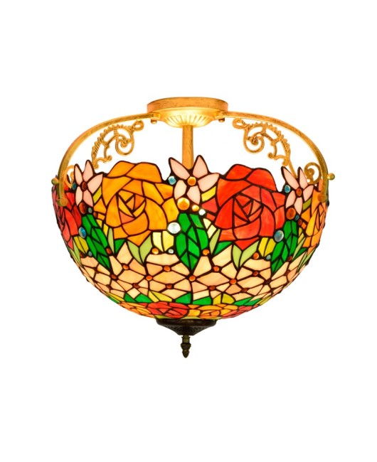 40CM Euro Tiffany Colorful Rose Colored Glass Restaurant Bedroom Corridor Bathroom Glass Ceiling Light
