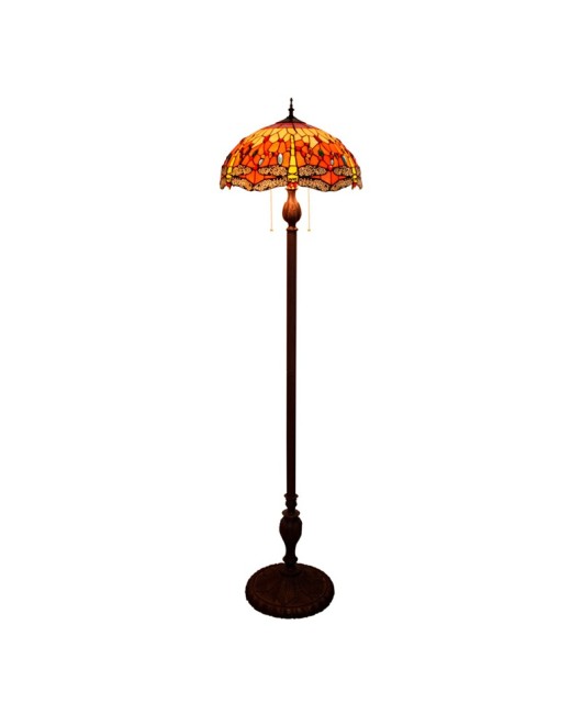 40CM European Tiffany Living Room Dining Room Floor Lamp American Decorative Colored Glass Red Dragonfly Bar Light