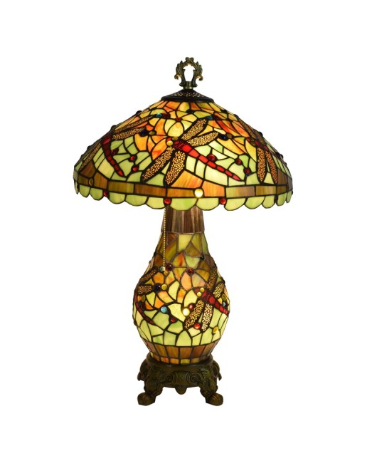 American style countryside, European style, Tiffany colored glass living room, dining room, bedroom decoration, green dragonfly mother and child desk lamp