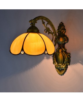 Europa Tiffany Colored Glass Retro Mirror Front Light Simple Bedhead Corridor Sunflower Single Head Glass Wall Light