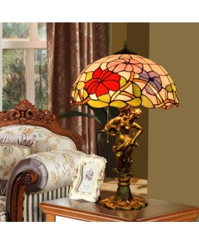 40CM red festive art glass living room, restaurant, hotel clubhouse decoration, desk lamp decoration, Euro Tiffany