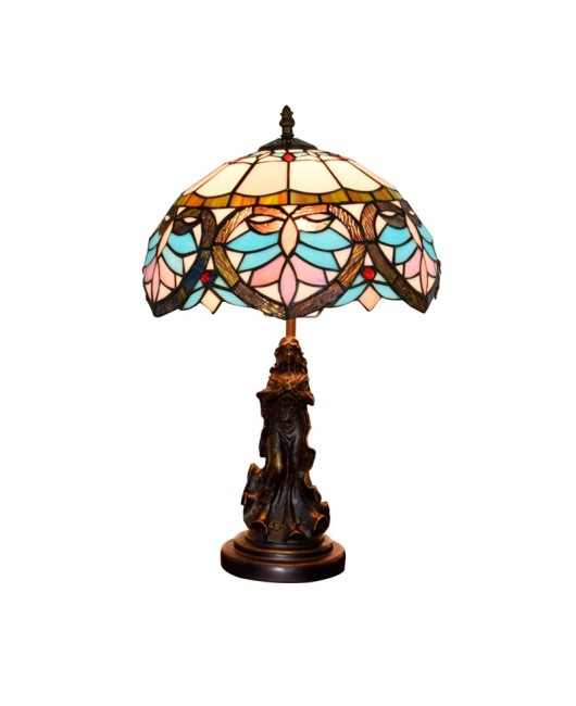 Europa Tiffany Retro Mediterranean Living Room, Dining Room, Bedroom Bedside Table Lamp, Bar Decoration Colored Glass Lamp