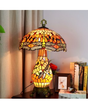 American countryside celebration, Tiffany living room, dining room, bedroom, hotel, dragonfly mother and child desk lamp, European style glass lamp
