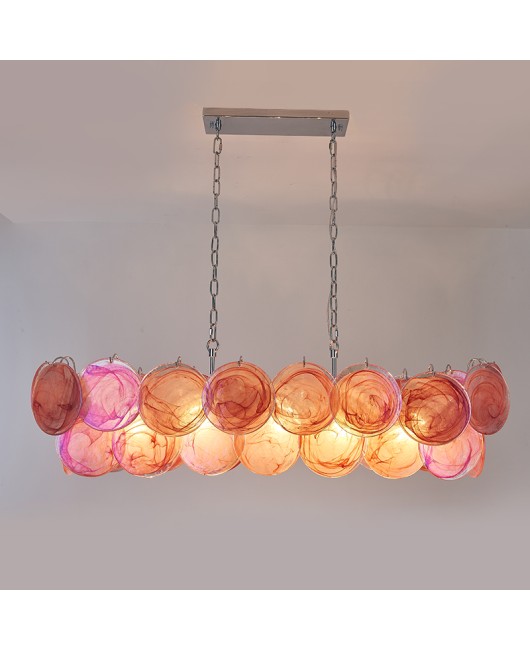 French luxury round glass chandelier, high-end bar counter restaurant designer's design, 2024 Italian new lighting fixtures