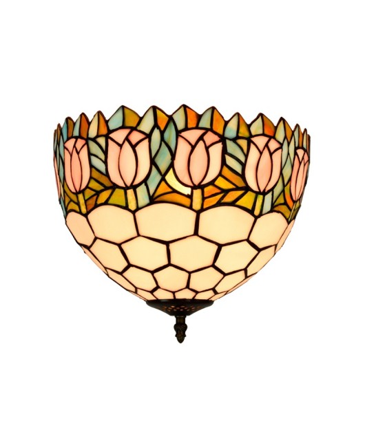 30CM Europa Tiffany Tulip Tiffany Colored Glass Dining Room Bedroom Corridor Glass Ceiling Light