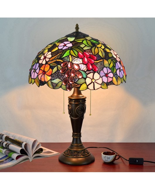 40CM Euro Tiffany American Retro Creative Grape Art Desk Lamp European Bar Living Room Bedroom Bedlight