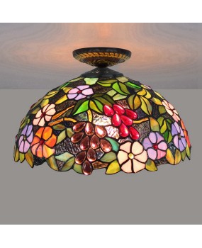 40CM Europa Tiffany Grape Art Colored Glass Restaurant Bedroom Corridor Bathroom Glass Ceiling Light