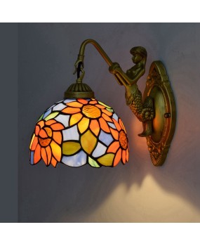 Europa Tiffany Countryside Creative Art Colored Glass Living Room Dining Room Corridor Balcony Sunflower Wall Light