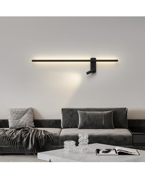 Modern minimalist wall lamp, long strip rotatable with switch, living room TV background wall spotlight, one line reading bedside lamp