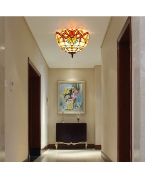 30CM Occitanie Baroque Colored Glass Restaurant Bedroom Corridor Bathroom Glass Ceiling Light