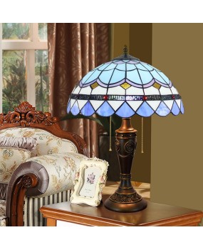 40CM European Tiffany Decorative Colored Glass Living Room Dining Room Bedroom Bedhead Desk Lamp Mediterranean Zipper Lamp