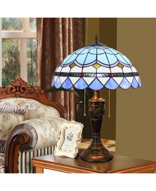 40CM European Tiffany Decorative Colored Glass Living Room Dining Room Bedroom Bedhead Desk Lamp Mediterranean Zipper Lamp