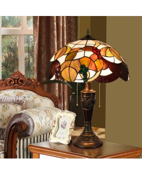 40CM Euro Tiffany Colored Glass Living Room Dining Room Bedroom Bedhead Desk Lamp American Grape Art Lamp